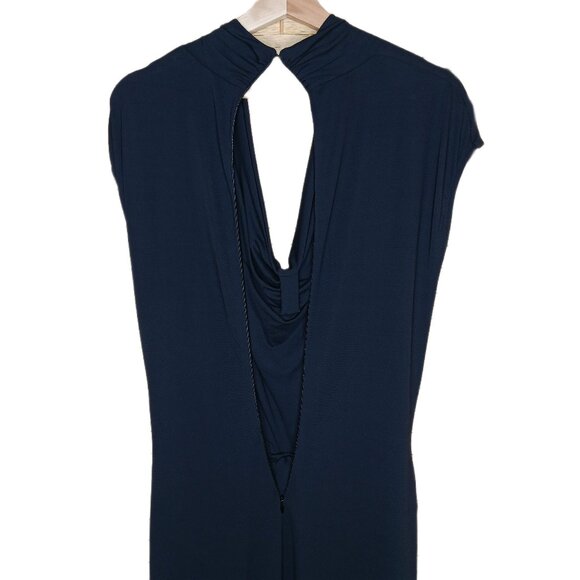 Michael Kors Collection Made in Italy Cowl Neck Stretch Jersey Dress Size 8 Navy - Picture 11 of 13